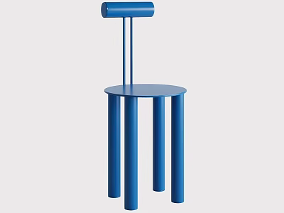 Modern Blue Leisure Chair with Cylindrical Backrest Round Seat and Slim Legs 3d model