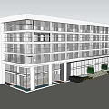 Modern White Office Building With Glass Facade And Multi Storey Structure 3d model