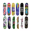 Assorted Colorful Skateboards With Diverse Graphic Designs For Sports Activities