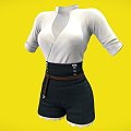 Shorts High Waist Pants suit Clothes Clothing Women's Pants Tights Denim 3d model