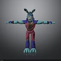 3D Cartoon Character With Blue Ears Arms And Pink Purple Body Standing With Arms Outstretched