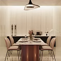 Elegant Modern Restaurant Interior With Marble Dining Table Chairs And Decorative Items