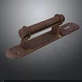 Vintage Rusty Metal Door Handle With Long Base And Screw Holes