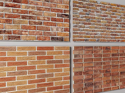 Building Exterior Wall Design With Various Brick Textures And Color Patterns 3d model