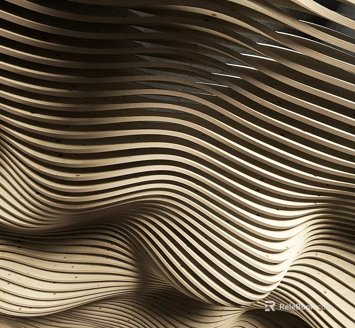 Stylish Modern Ceiling Design With Wavy Striped Patterns And Curved Lines 3d model 