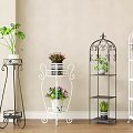 American-style Iron Flower Rack Flower Display Decorative Rack Flower Pot Rack Multi-layer Birdcage Storage Rack 3d model