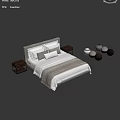 Light And Dark Colored Background Double Bed With Bed Sheets Pillows And Nightstands 3d model