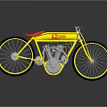 Yellow Classic Cyclone Motorcycle With Red Seat Black Wheels And Yellow Rims