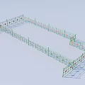 Guardrail railings to block the river 3d model