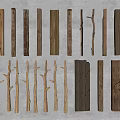 Various Types of Stone and Wood Materials with Natural Textures for Decorative Use