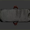 Traditional Stone Hammer With Wooden Handle And Red Decorative Straps