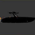 Modern Black Sport Boat With Yellow Seats And Outboard Engine Design Details