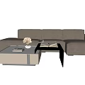 Gray Sectional Sofa Interior Design With Coffee Table Books And Flowers 3d model