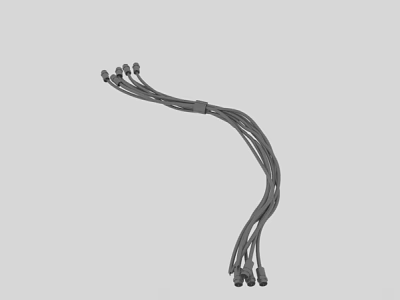 Black Bundled Electrical Cables With Multiple Connectors And Curved Flexible Structure 3d model