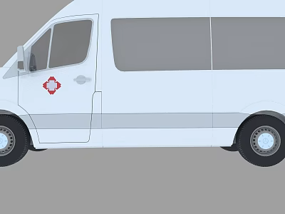 Ambulance White Emergency Medical Transport Van With Red Cross Symbol On Door 3d model