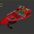 Red Lego Speedboat Water Vehicle Model With Weapons And Blue Cockpit Interior