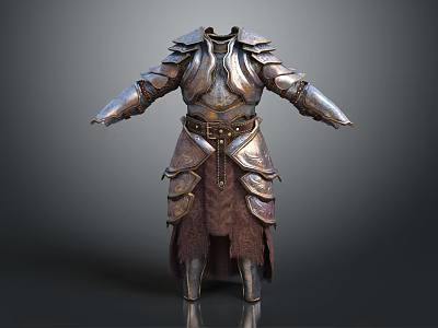 Intricate Medieval Metal Armor With Detailed Decorative Structure And Leather Components 3d model