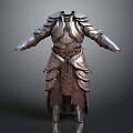 Intricate Medieval Metal Armor With Detailed Decorative Structure And Leather Components
