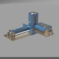 Industrial Equipment With Blue Cylindrical Components And Metal Base Structure