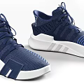 Stylish Blue Lace Up Sneakers With White Sole And Stripes