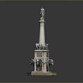 Scenic Monumental Column With Top Statue And Elephant Base In Landscape View