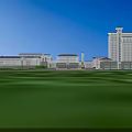 School Buildings Complex With Multiple Teaching Buildings Central Square And Green Areas 3d model