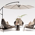 Rattan Outdoor Table and Chair Outdoor Chair Outdoor Sofa 3d model