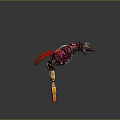 Fiery Red Hooded Creature With Glowing Eyes Holding Large Orange Key Weapon