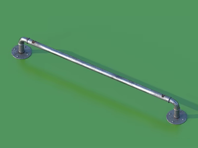 Stainless Steel Metal Handrail With Wall Mounted Bases On Green Background 3d model