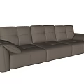 Modern Three Seater Leather Sofa With Light Beige Plush Cushions And Stitched Design