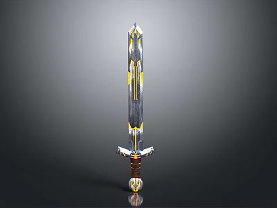 Ornate Silver Sword With Golden Accents Slender Blade And Brown Hilt 3D Model Design 3d model