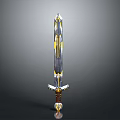 Ornate Silver Sword With Golden Accents Slender Blade And Brown Hilt 3D Model Design