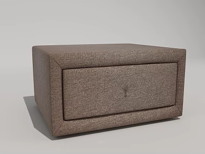 Simple Brown Fabric Bedside Table With Single Drawer And Clean Design 3d model