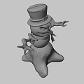 Game Movie Character Snowman With Black Top Hat Red Scarf And Glowing Eyes
