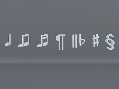 Collection Of Musical Notes And Symbols Including Sharp And Flat Signs 3d model