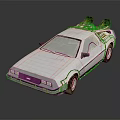 Silver Retro Futuristic Car With Flux Capacitor Inspired Roof Design Shiny Exterior And Reflective Surface