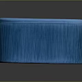 Blue Velvet Bench With Ribbed Design And Oval Shape For Modern Spaces