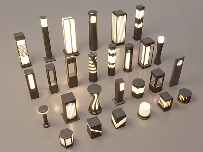 Modern Outdoor Lights With Various Designs And LED Illumination For Outdoor Spaces 3d model