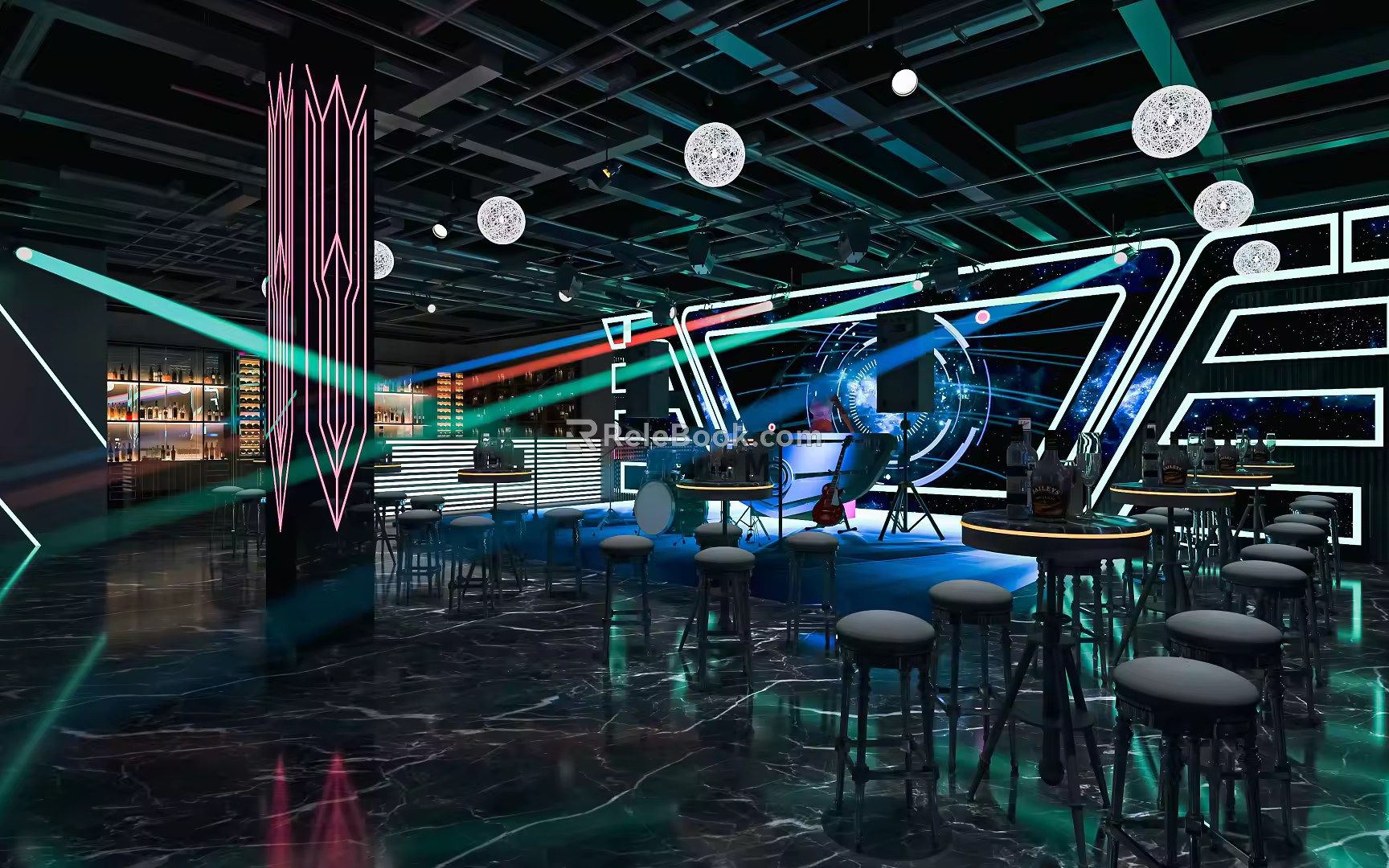 Modern Bar Qingba Bistro Bar Tacker Block Area Bar Counter Cashier Bar Cabinet Card Block Sofa 3d model