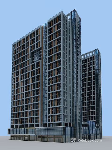 Modern High Rise Office Building Exterior With Glass Curtain Walls And Contemporary Design 3d model 