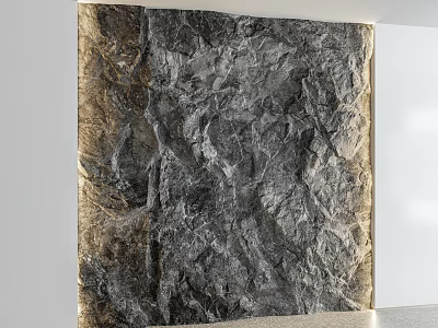 Modern Grey And Gold Textured Stone Feature Wall With Natural Pattern Design 3d model