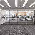 Conference Room Glass Partition Wall With Black Dot Pattern And Office Background View 3d model