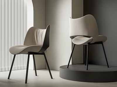 Modern Leisure Chair With Light Upholstery And Black Metal Legs In Minimalist Interior 3d model