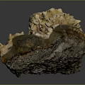 Mineral Crystal Specimen With Pale Yellow And White Crystalline Formations On Gray Matrix