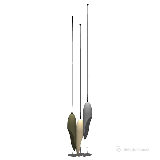 Modern Hanging Pendant Lights In Beige Olive Green And Gray For Interior Design 3d model 