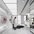 Modern Fashion Store Interior With Mannequins Reception Desk And Display Lighting