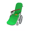 Green Reclining Wheelchair With Red Armrests And Yellow Seat Cushion