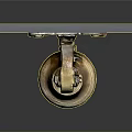 Wall Mounted Brass Alarm Bell With Decorative Gold Mount And Rope On Gray Background