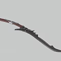Medieval Curved Sword With Red Leather Wrapped Handle And Silver Ornate Sharp Steel Blade