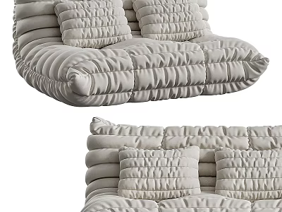 Modern Soft Padded Two-Seater Sofa With Ruched Cushions And Comfortable Design 3d model
